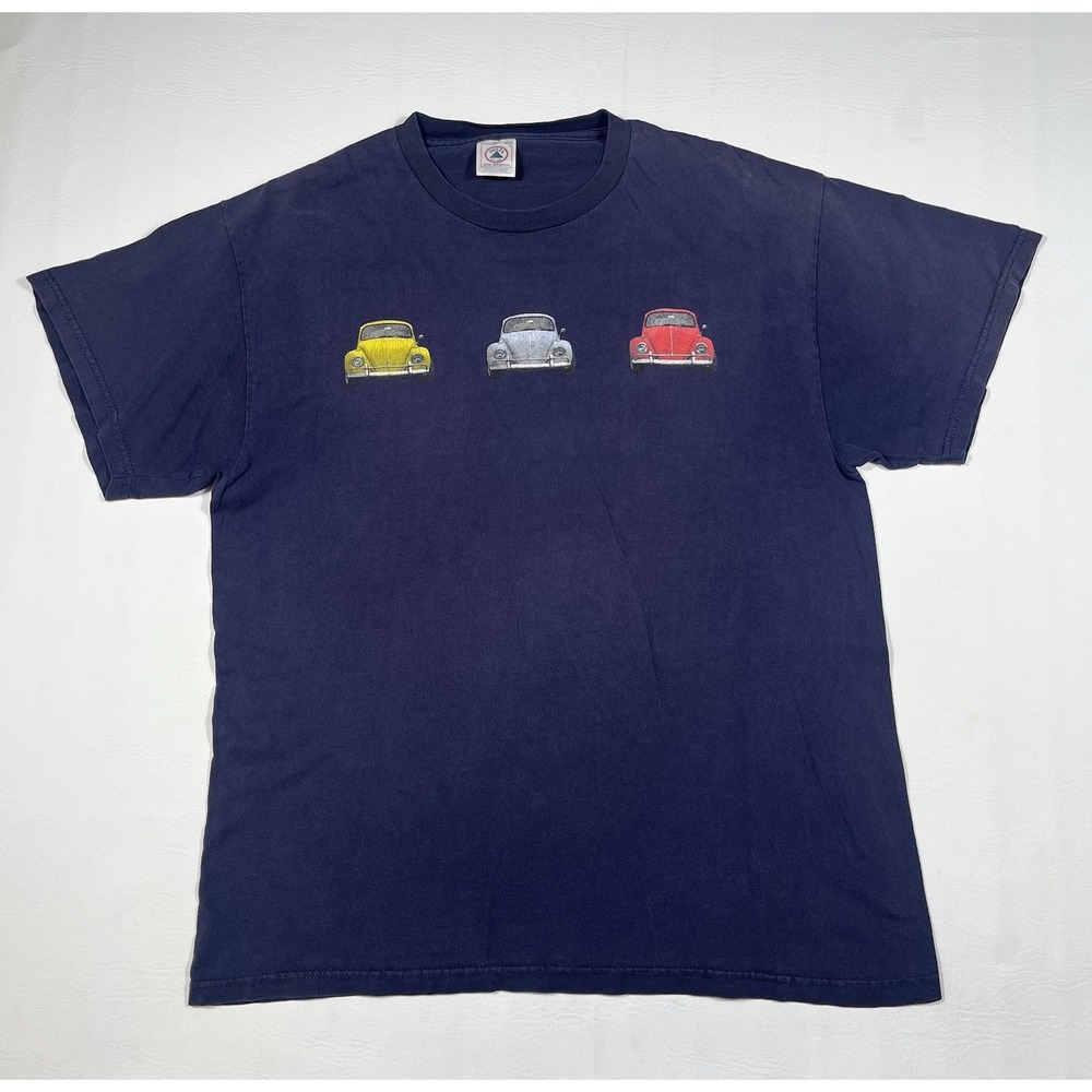 Delta Car Beetle Bug T Shirt Mens Large Navy Blue Vintage Y2K Graphic Tee